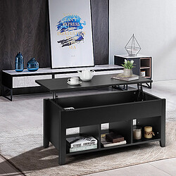 Helloshop26 Table basse avec plateau relevable 104,5 x 49,5 x 48,5 cm avec trois compartiments pour rangement design contemporain noir 20_0005965