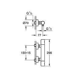 GROHE Mitigeur thermostatique Douche Grohtherm 1000 Cosmopolitan M 34065DC2 (Import Allemagne), Chrome Mat, Ohne Brausegarnitur