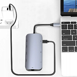 GUPBOO Adaptateur Hub Station 8 en 1 USB-C HDMI 4K RJ45 SD/TF PD,JL2732 pas cher