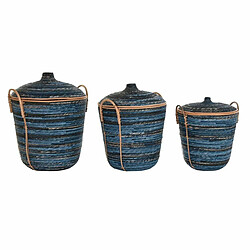 Set de basket DKD Home Decor Bleu Noir Boho 51 x 51 x 65 cm