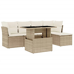 vidaXL Salon de jardin avec coussins 6 pcs beige résine tressée