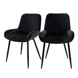 ML-Design Lot de 2 chaises de salle à manger Chaise de salon Chaise de cuisine Noir velours