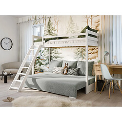 Avis Kids Literie LIT MEZZANINE ET CANAPE SAFINO 90 x 200 / 140 x 200 Blanc - gris