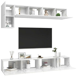 Avis Maison Chic Ensemble de meubles TV 5 pcs | Banc TV Moderne pour salon | Meuble de Rangement - Blanc brillant Aggloméré -MN70110