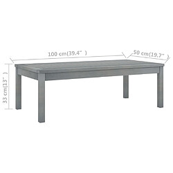 vidaXL Table basse 100x50x33 cm Gris Bois d'acacia solide pas cher