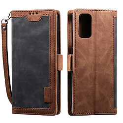 Etui en PU épissage vintage avec support gris pour votre Samsung Galaxy S20