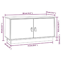 vidaXL Meuble TV Blanc 80x34x40 cm Bois de pin massif pas cher