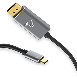 Universal Câble USB C DP1.4 type C à 1.4 8 K 30 Hz 4 K 144 Hz en alliage d &'aluminium en PVC pour affichage XDR | (noir)