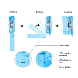 CHRONUS Fan, Ventilateurs Portables Rechargeables USB Portables à 3 Vitesses (Bleu) pas cher