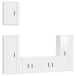 vidaXL Ensemble de meubles TV 5 pcs Blanc brillant Bois d'ingénierie