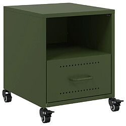 vidaXL Table de chevet vert olive 36x39x43,5 cm acier