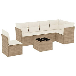 Maison Chic Salon de jardin avec coussins 7 pcs | Ensemble de Table et chaises | Mobilier d'Extérieur beige résine tressée -GKD82029