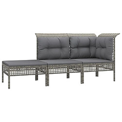 Maison Chic Salon de jardin 3 pcs + coussins - Mobilier/Meubles de jardin - Table et chaises d'extérieur Gris Résine tressée -MN87760