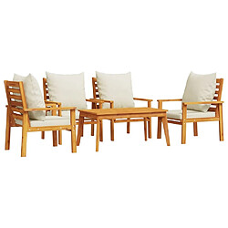 Maison Chic Salon de jardin avec coussins 5 pcs, Ensemble Tables et chaises de jardin,, Ensemble Tables et chaises de jardin, Bois d'acacia solide -GKD344151