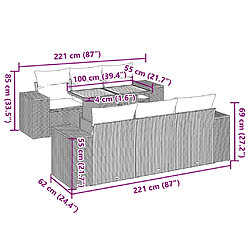 vidaXL Salon de jardin avec coussins 7 pcs beige résine tressée pas cher
