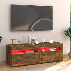 Maison Chic Meubles TV avec lumières LED - Banc TV pour salon chêne fumé 120x35x40 cm -MN19306 pas cher