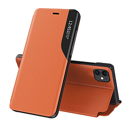 Ozzzo eco cuir view coque etui elegant de type bibliotheque avec bequille pour iphone 13 mini orange