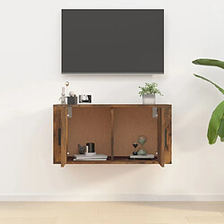 Avis Maison Chic Meuble TV scandinave mural Banc TV suspendu pour salon - Chêne fumé 80x34,5x40 cm -MN18431