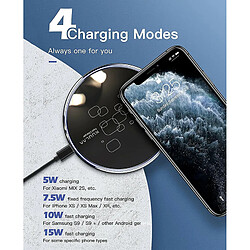 Avis Chrono Chargeur sans fil 15W Max avec USB-C, Kuulaa Ultra Thin Mirror Surface de chargement rapide Compatible avec iPhone 11 X Xs Xr 8 Series, Samsung Galaxy S10 S9 S8 & etc(noir)