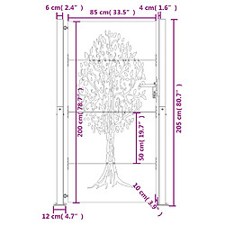 vidaXL Portail de jardin 105x205 cm acier corten conception de l'arbre pas cher