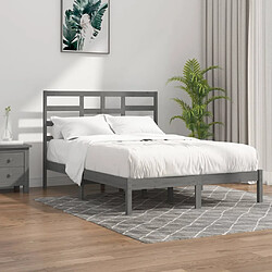 vidaXL Cadre de lit sans matelas gris bois massif 150x200 cm 