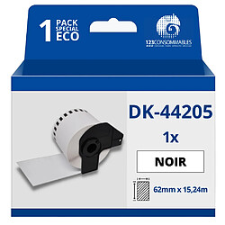 123Consommables Étiquettes amovibles compatibles Brother DK44205 - Largeur 62 mm x 15,24 m