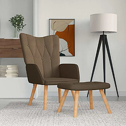 vidaXL Chaise de relaxation avec tabouret Marron Tissu