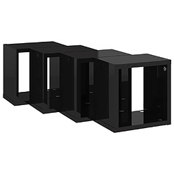 Acheter vidaXL Étagères cube murales 4 pcs noir brillant 22x15x22 cm