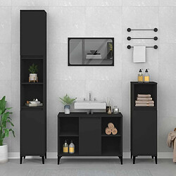 Maison Chic Armoires + meuble-lavabo| Ensemble de 3 meubles salle de bain noir bois d'ingénierie -GKD73481