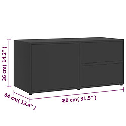 vidaXL Meuble TV Gris 80x34x36 cm Bois d'ingénierie pas cher