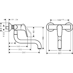 Hansgrohe - Mitigeur de cuisine Focus M41 montage mural 1 jet chromé