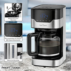 Machine à Café Électrique Programmable Machine à Café Filtre 15 Tasses 1,5 Litre, 900, Noir/Argent, Proficook, KA 1169