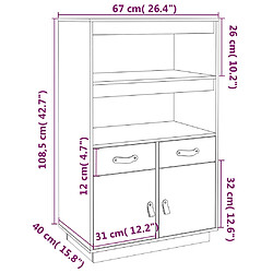 vidaXL Buffet haut Gris 67x40x108,5 cm Bois massif de pin pas cher