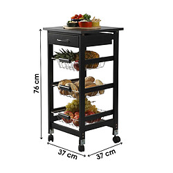 Urban Living Desserte à roulettes avec 1 tiroirs et 3 paniers - H. 76 cm - Noir pas cher