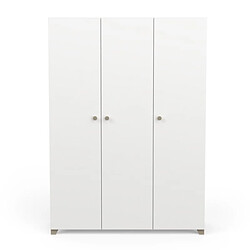 Dansmamaison Armoire penderie + lingère 3 portes battantes Blanc/Chêne clair - ZILY