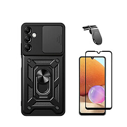 Kit Verre Trempé 5D + Étui Militaire Défendre 3x1 + SuppOrt Magnétique L pour Phonecare pour Samsung Galaxy A15 - le noir