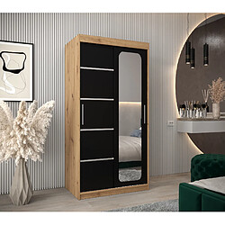 Abiks Meble Armoire PROMO V2 À Portes Coulissantes 200/100/62 2 Portes (Artisan/Noir)