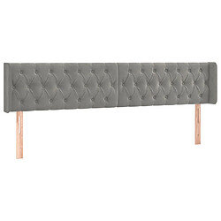 Maison Chic Tête de lit scandinave avec oreilles,meuble de chambre Gris clair 203x16x78/88 cm Velours -MN80847