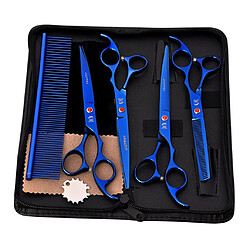 Avis 1 Ensemble 7 professionnel Chien Toilettage Ciseaux Cheveux Toilettage Outil Bleu