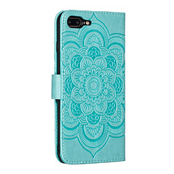 Acheter Etui en PU fleur de malanda avec support et sangle cyan pour votre Apple iPhone 8 Plus/7 Plus 4.7 pouces