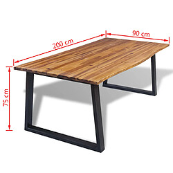 vidaXL Table à manger bois d'acacia massif 200x90 cm pas cher