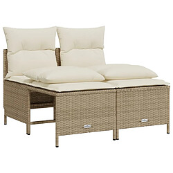 vidaXL Salon de jardin avec coussins 4 pcs beige résine tressée