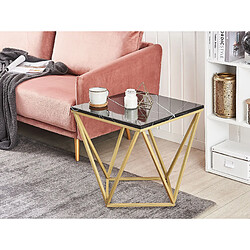 Beliani Table appoint carrée effet marbre noir / pied or 50 x 50 cm MALIBU