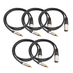 5pcs Patch Micro Câble Audio Plaqué RCA Mâle Vers XLR Mâle Microphone Cordon Serpent