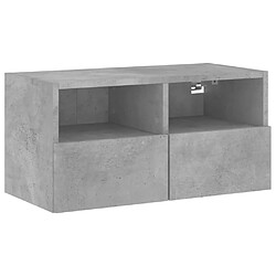 vidaXL Meuble TV mural gris béton 60x30x30 cm bois d'ingénierie