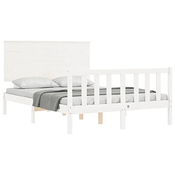 Acheter Maison Chic Cadre/structure de lit avec tête de lit pour adulte - Lit Moderne Chambre blanc 140x200 cm bois massif -MN53086