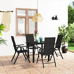 Salle à manger de jardin 5 pcs,Table et chaise à dîner Noir -MN50121