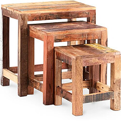 ICONIK INTERIOR Lot de 3 tables d'appoint empilables - Bois - Seaside Multicolore 