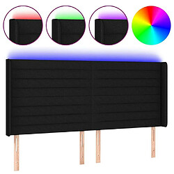 Maison Chic Tête de lit scandinave à LED,meuble de chambre Noir 163x16x118/128 cm Tissu -MN66618