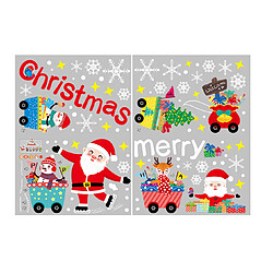 2pcs Ornement de Noël Verre Sticker Verre Fenêtre Scène Scène Autocollant de porte Santa Train Autocollant cadeau